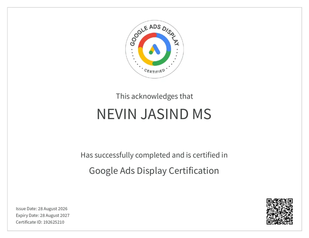 Google certified digital marketing professional in Bahrain Google Ads Display Certification