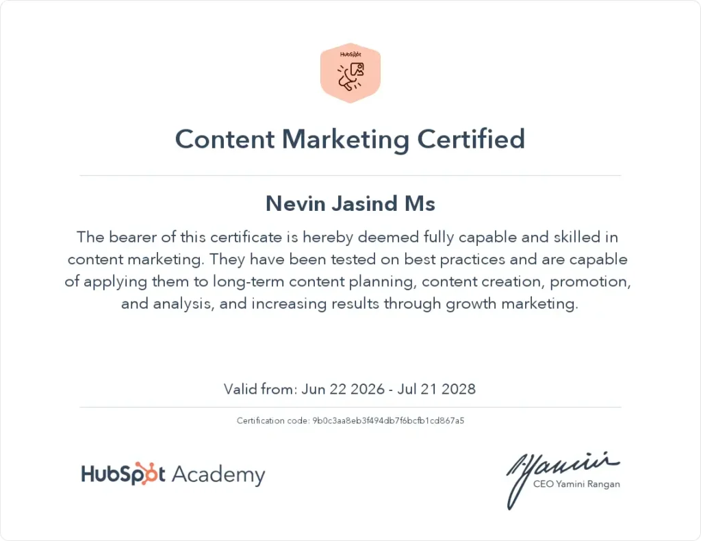 HubSpot certified digital marketing expert in Bahrain showcasing professional certification and industry expertise