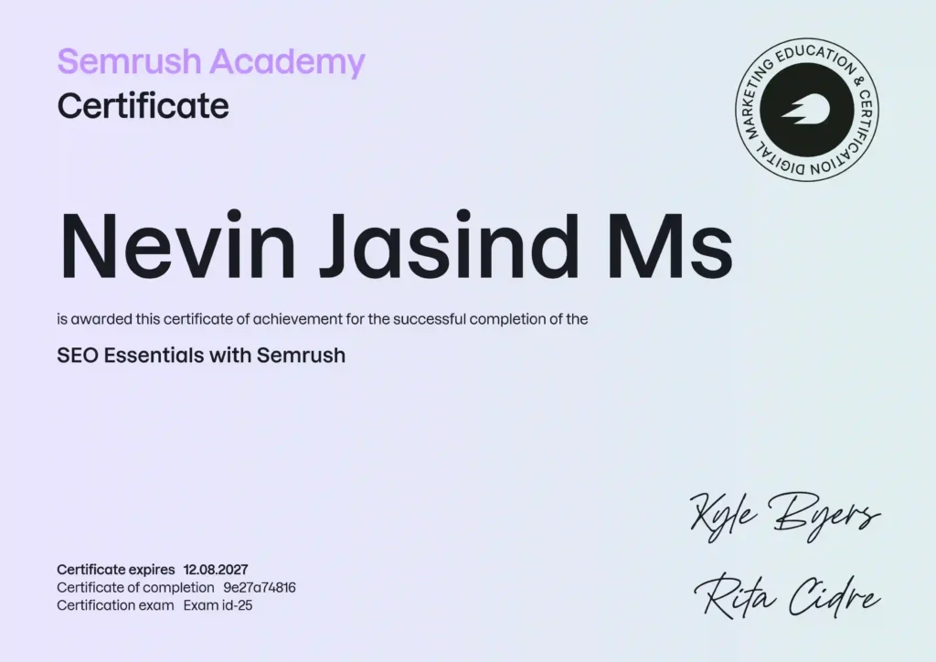 Semrush certified digital marketing expert in Bahrain with expertise in SEO, keyword research, and website optimization.